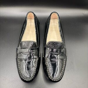 Cole Haan Women’s Shoe Patent Penny Loafer Driving Black Shiny India Size 7 1/2”